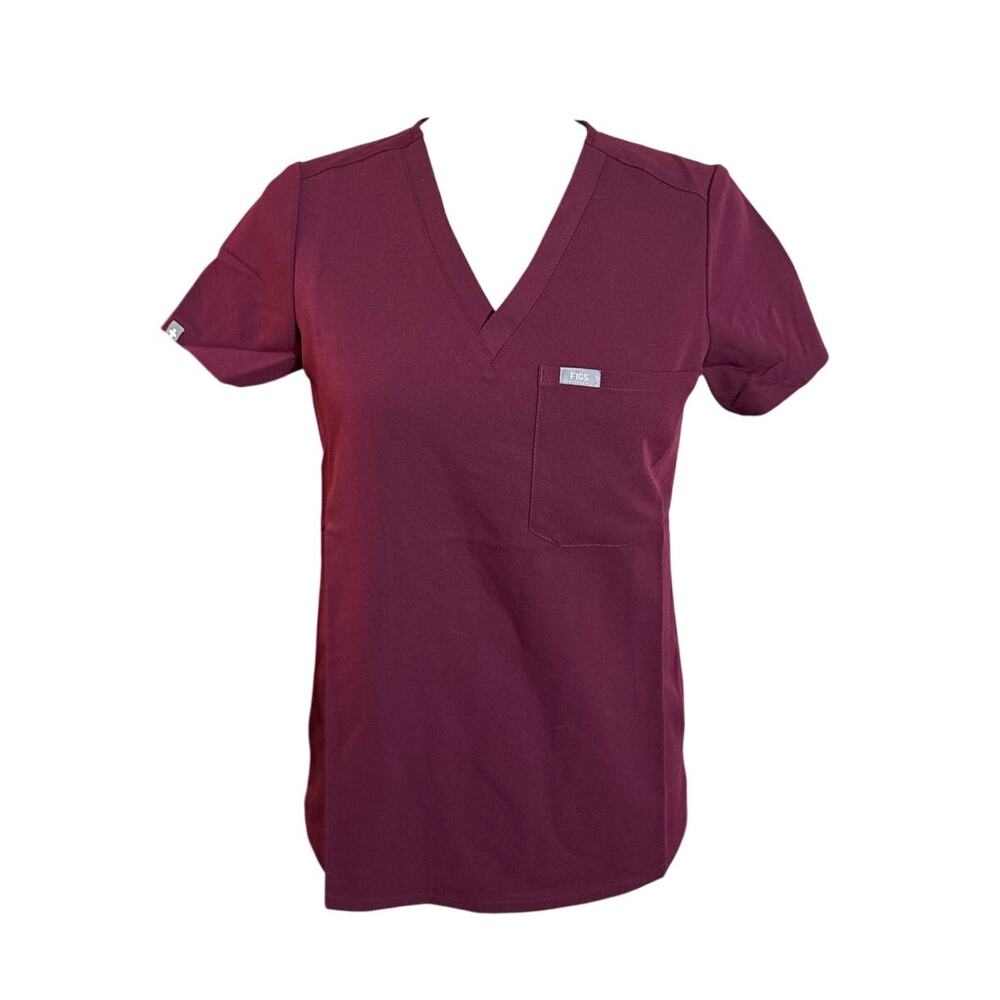 NWOT Figs Catarina One-Pocket Scrub Top in Burgundy Size XS X-Small